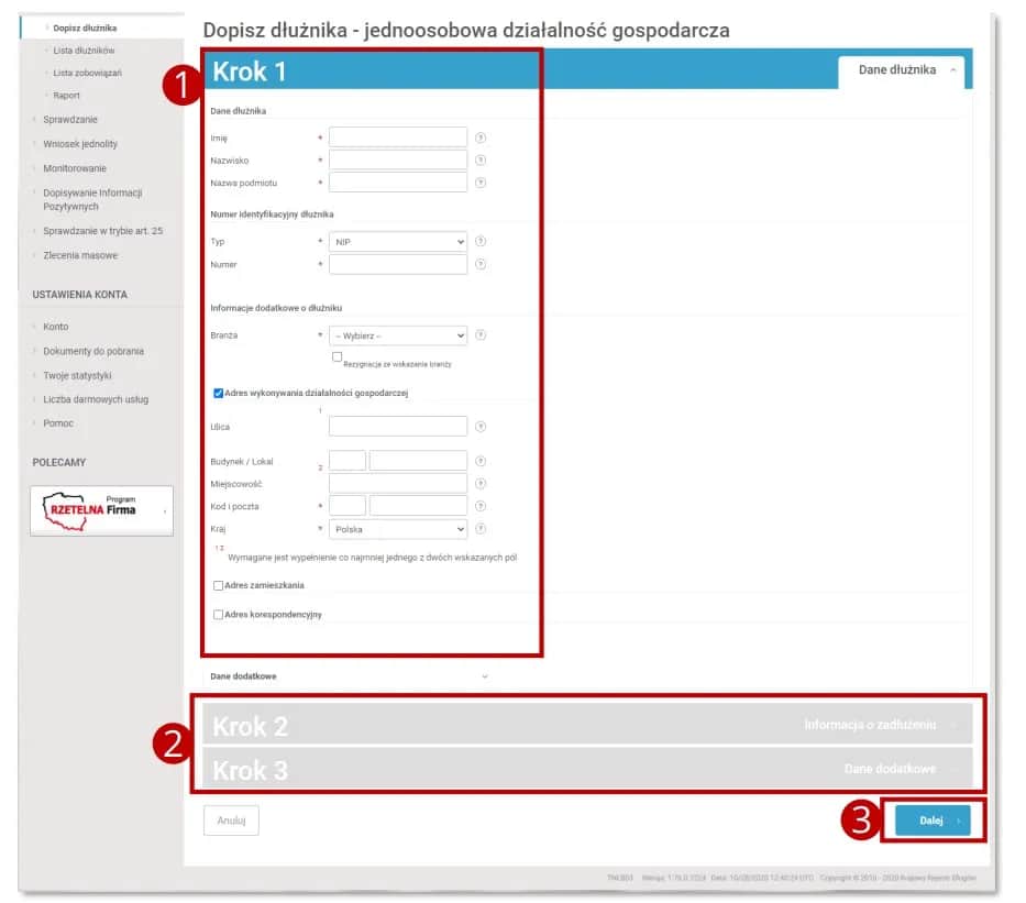 Wpis do KRD: Jak dodać dłużnika? Pełny przewodnik krok po kroku